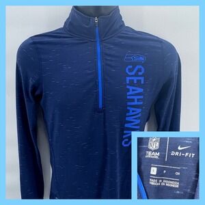 Nike Dri Fit Seattle Seahawks Womens Pullover Quarter Zip Athletic Top S